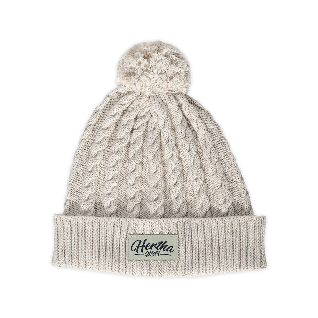 Hertha Bommelmütze Zopfmuster Vorderansicht