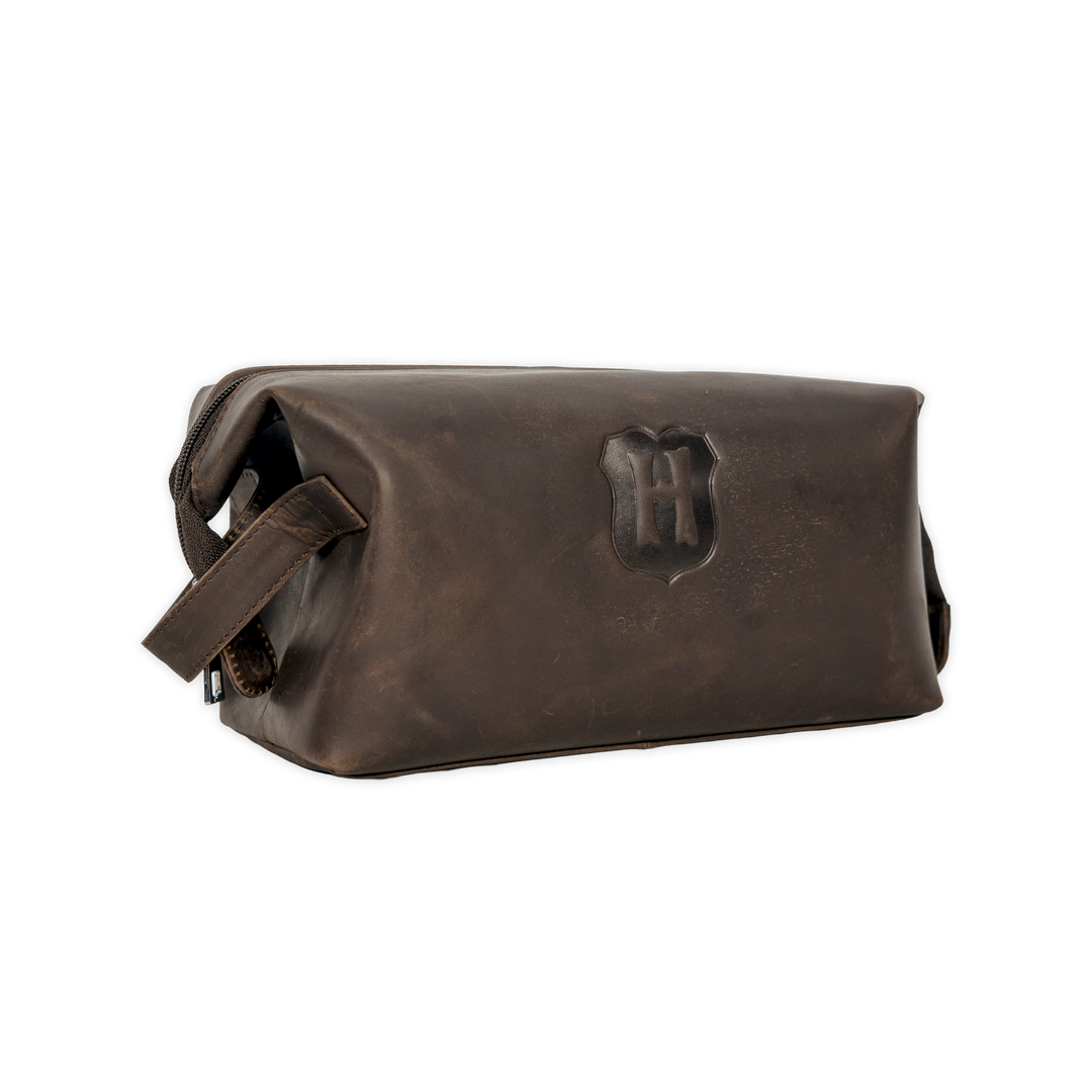 Hertha Kulturtasche H-Logo Leder Seitenansicht