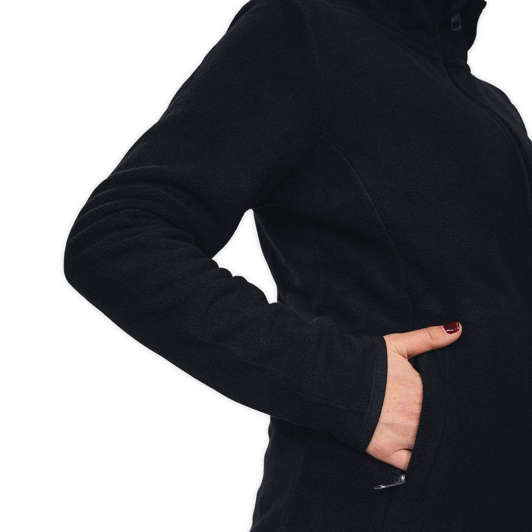 Fleecejacke Logo Schwarz Damen Taschen