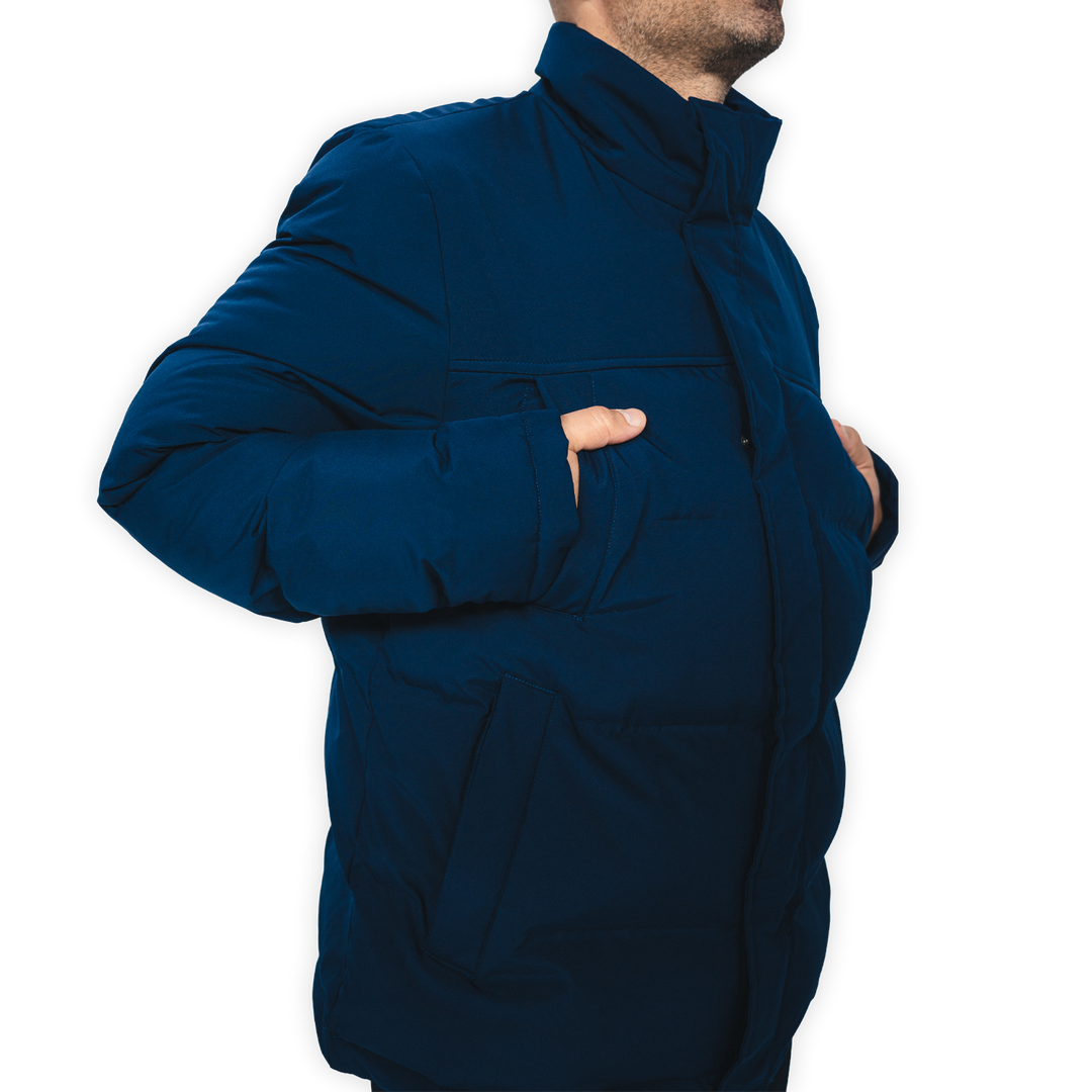 Hertha Jacke Navy seitlich Tasche oben