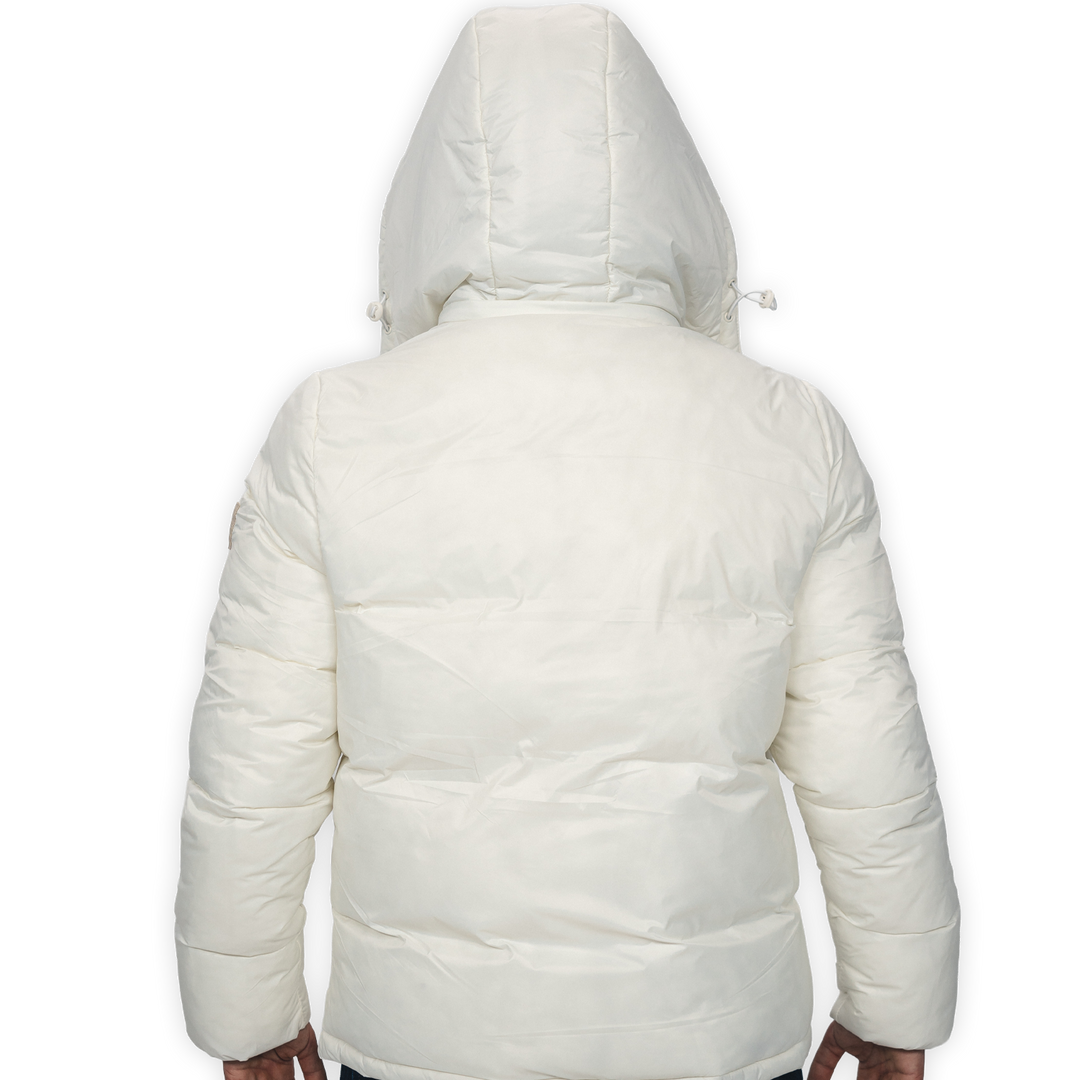 Hertha Jacke Damen Creme Rückseite mit Kapuze