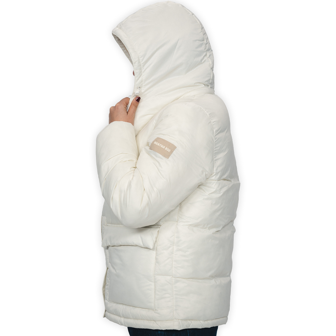 Hertha Jacke Damen Creme seitlich mit Kapuze