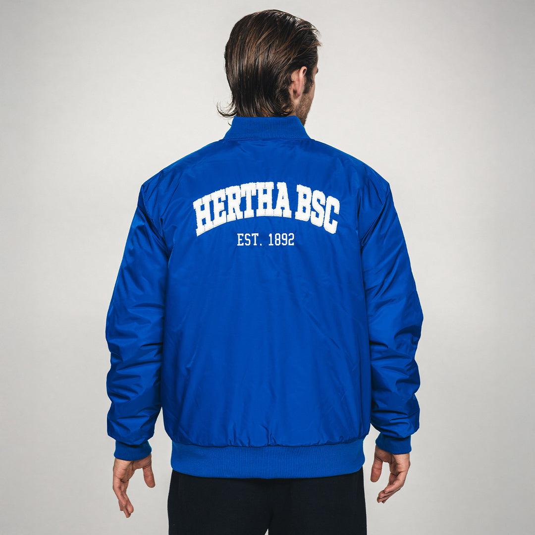 Hertha Jacke College Blau Rückansicht