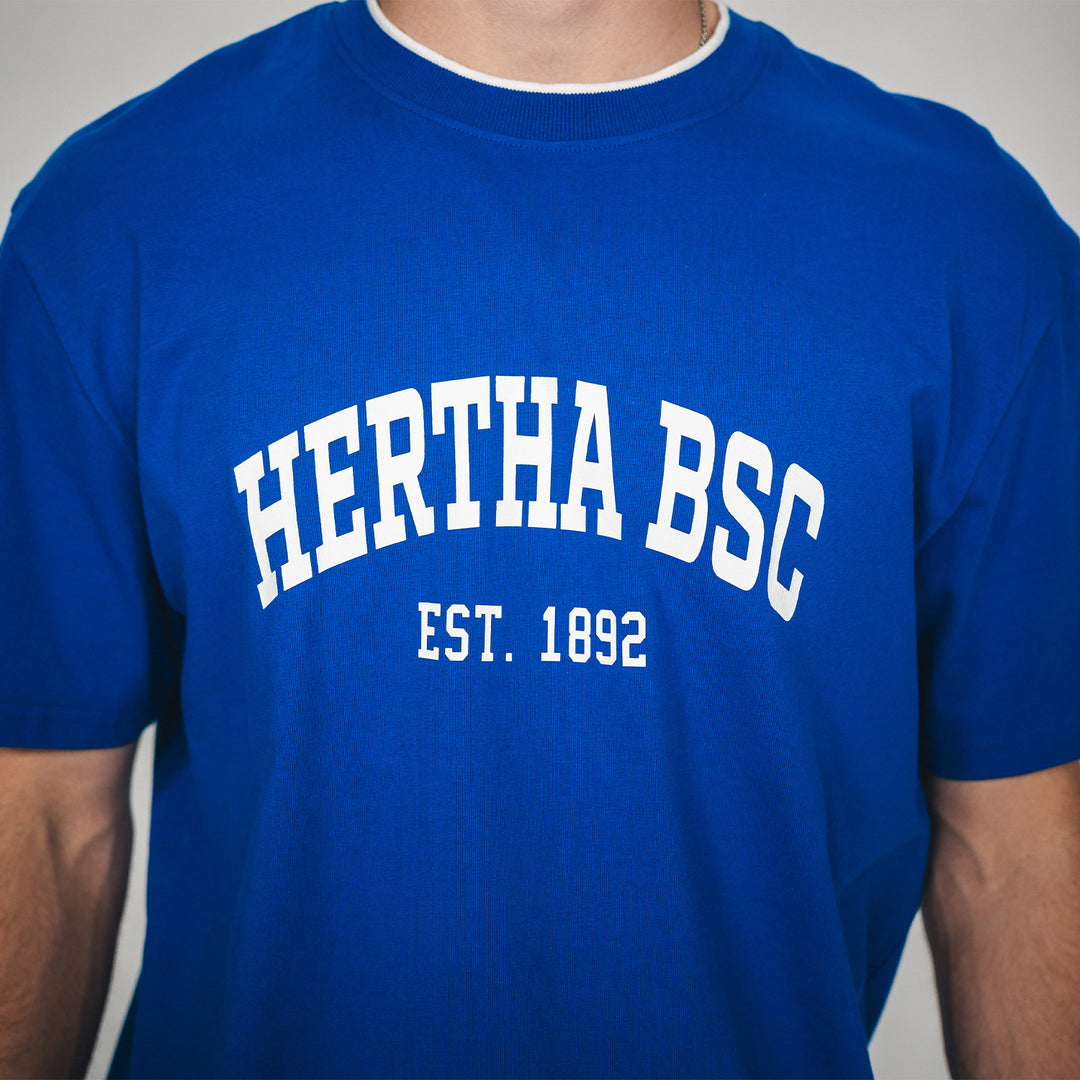 Hertha T-Shirt College Blau Vorderansicht Detail