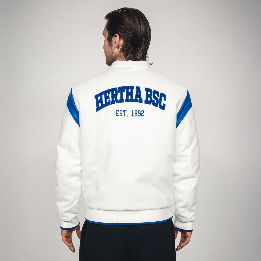 Hertha College Jacke Weiß Rückansicht
