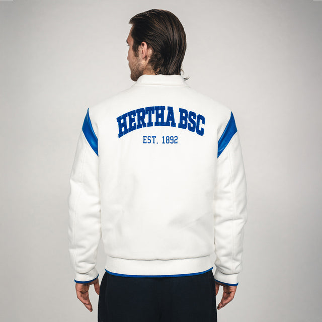 Hertha College Jacke Weiß Rückansicht