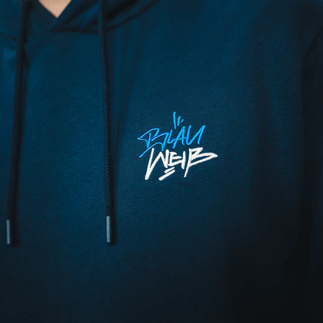 Hertha Hoodie Tag Blau Weiß Detail Tag