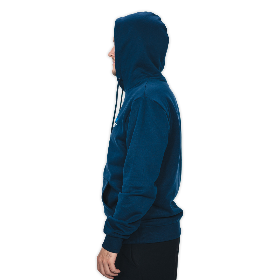 Hertha Hoodie Tag Blau Weiß Seitenansicht Kapuze