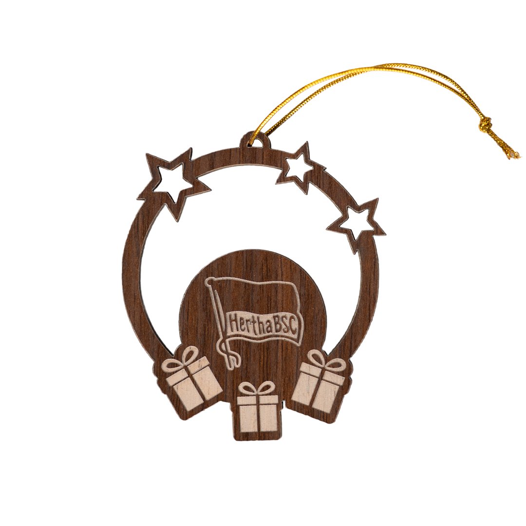 Hertha Baumschmuck Holz Logo rund