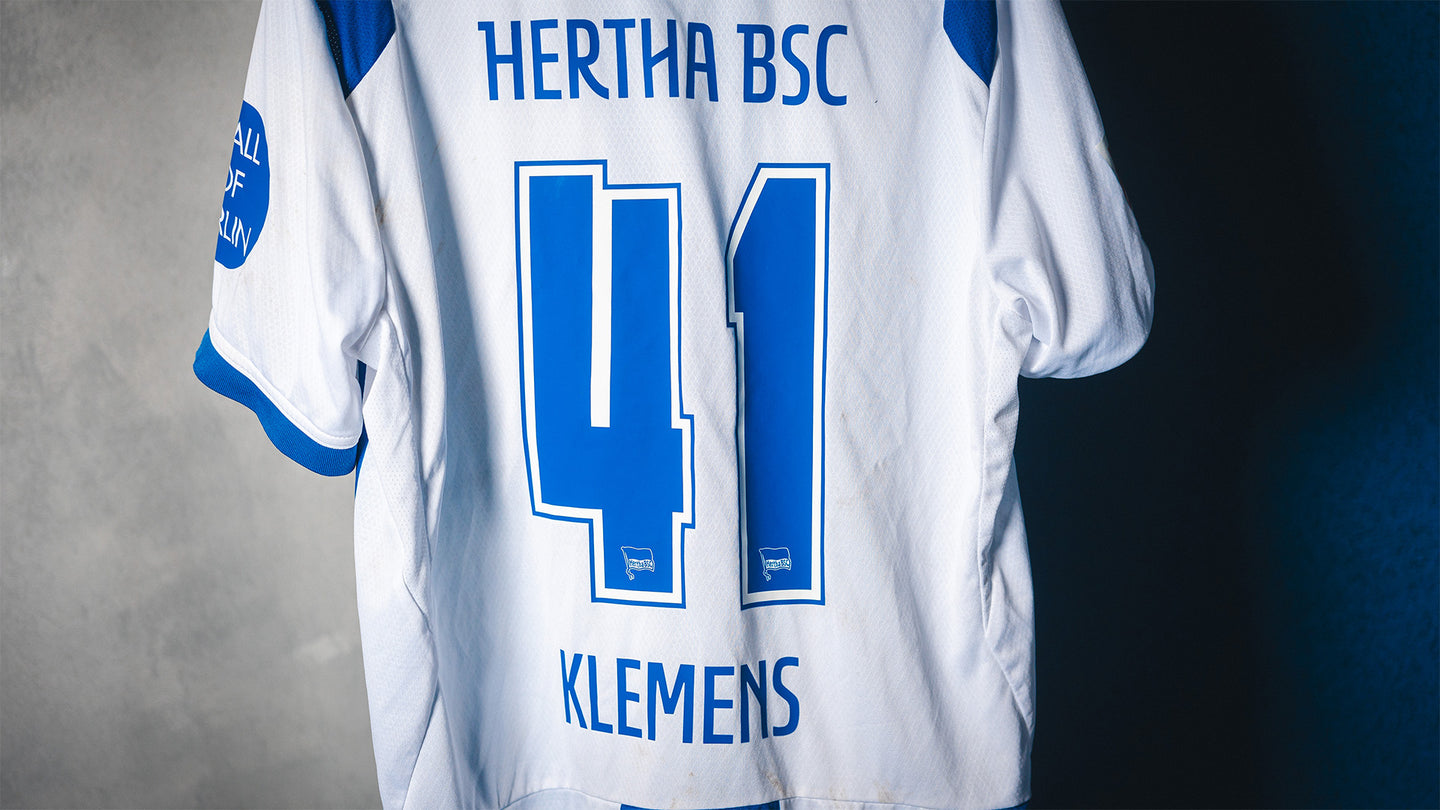 Hertha Matchworn Heimtrikot Pascal Klemens 41 #BTSVBSC Rückseite Detail