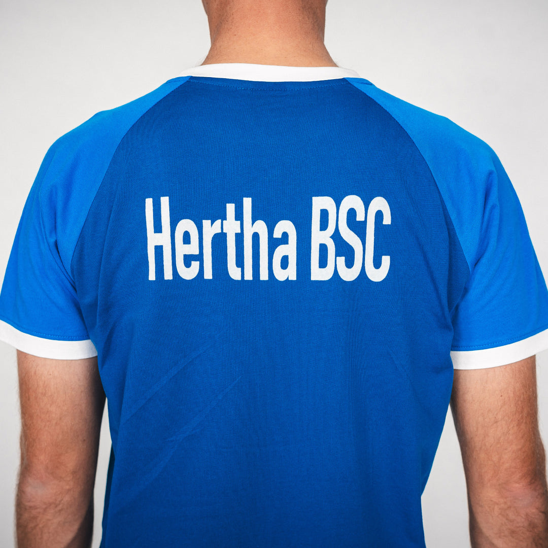 T-Shirt Vintage Blau Detailansicht des Rückens