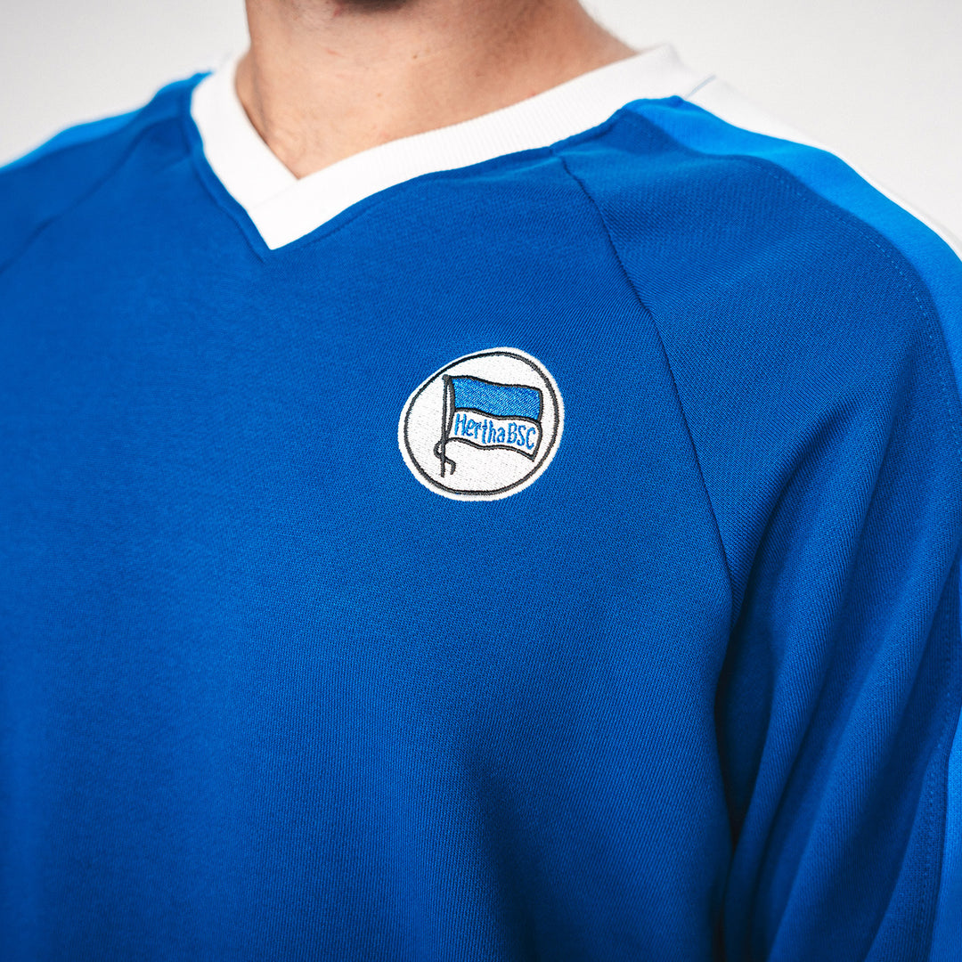 Hertha Sweatshirt V-Neck Vintage Detail Hertha Fahne