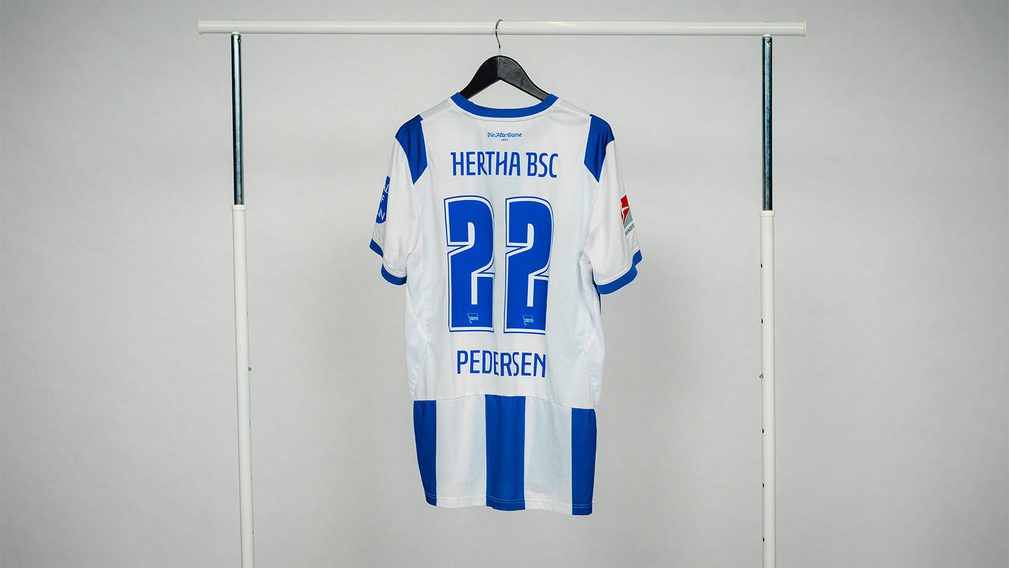 Hertha Matchworn Heimtrikot Pedersen 22 #BSCFCM Rückseite