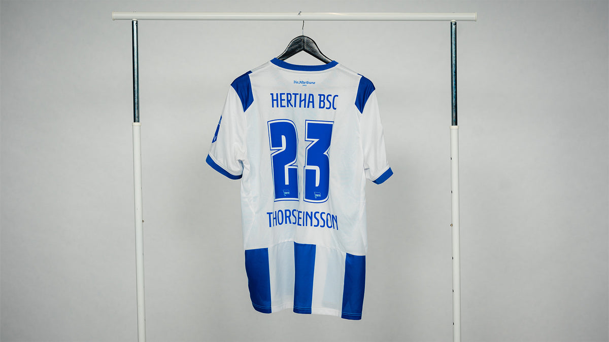 Hertha Matchworn Heimtrikot Thorsteinsson 23 #BSCFCM Rückseite