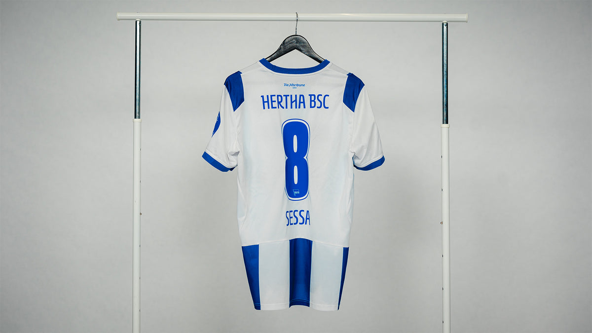 Hertha Matchworn Heimtrikot Sessa 8 #BSCFCM Rückseite