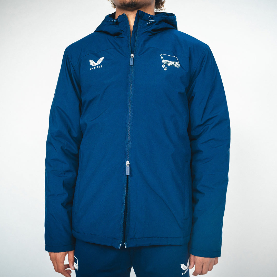 Winterjacke Castore navy Vorderansicht Detail Reißverschluss