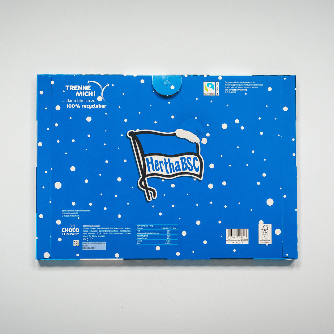 Hertha Adventskalender 2026 75g Rückansicht