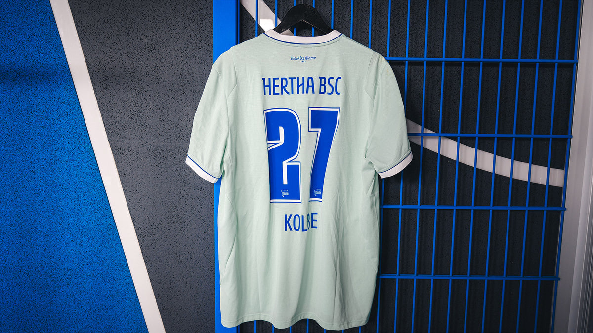 Hertha Matchworn Ausweichtrikot Kolbe 27 #OSNBSC Rückansicht