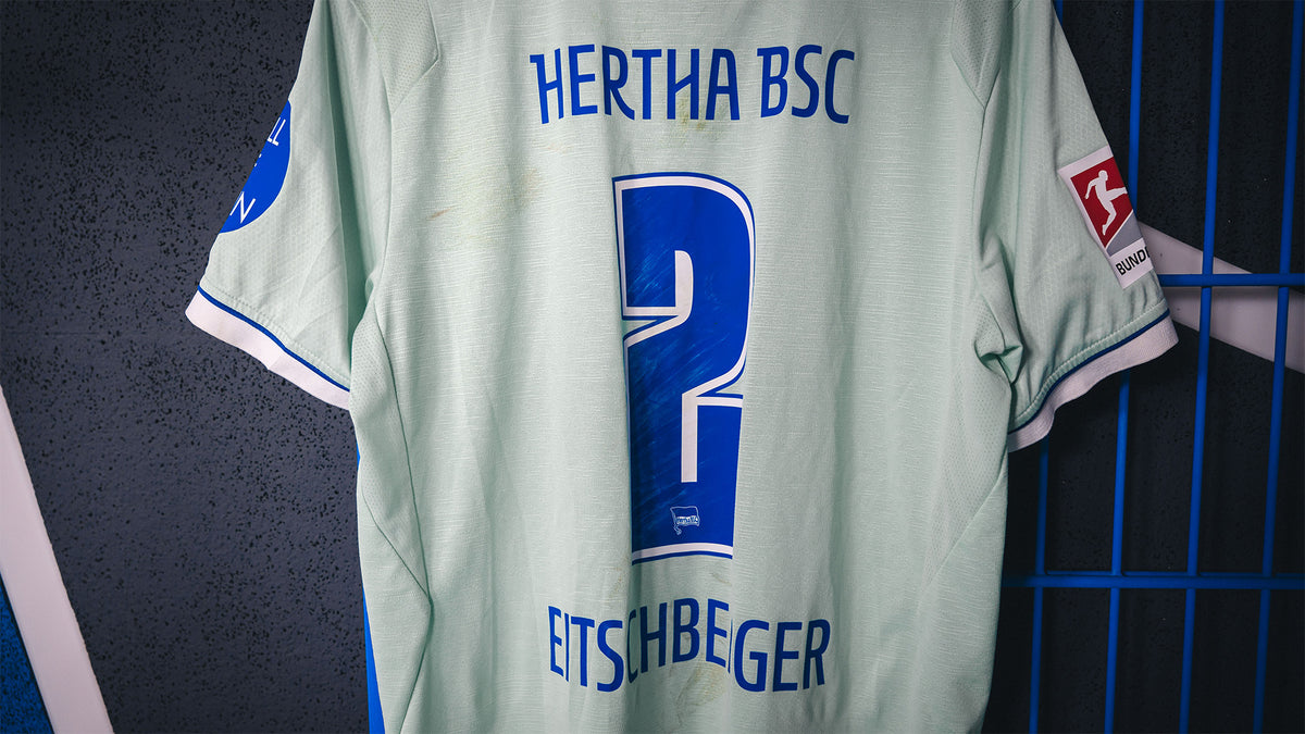 Hertha Matchworn Ausweichtrikot Eitschberger 2 #OSNBSC Rückansicht nah