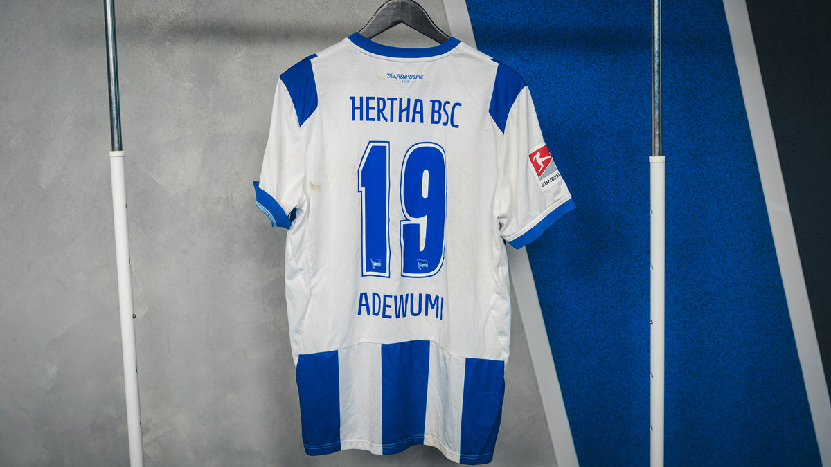 Hertha Matchworn Heimtrikot Adewumi 19 #SGDBSC Rückansicht