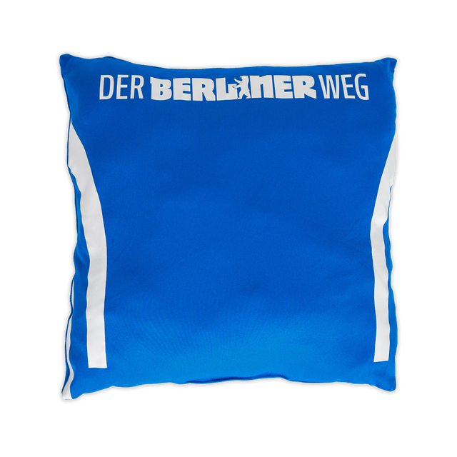 Hertha Kissen Upcycling Hertha BSC x MOOT Vorderansicht