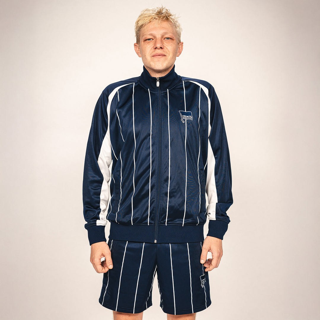 Hertha Jacke Nadelstreifen Navy Frontansicht Leo Kunz