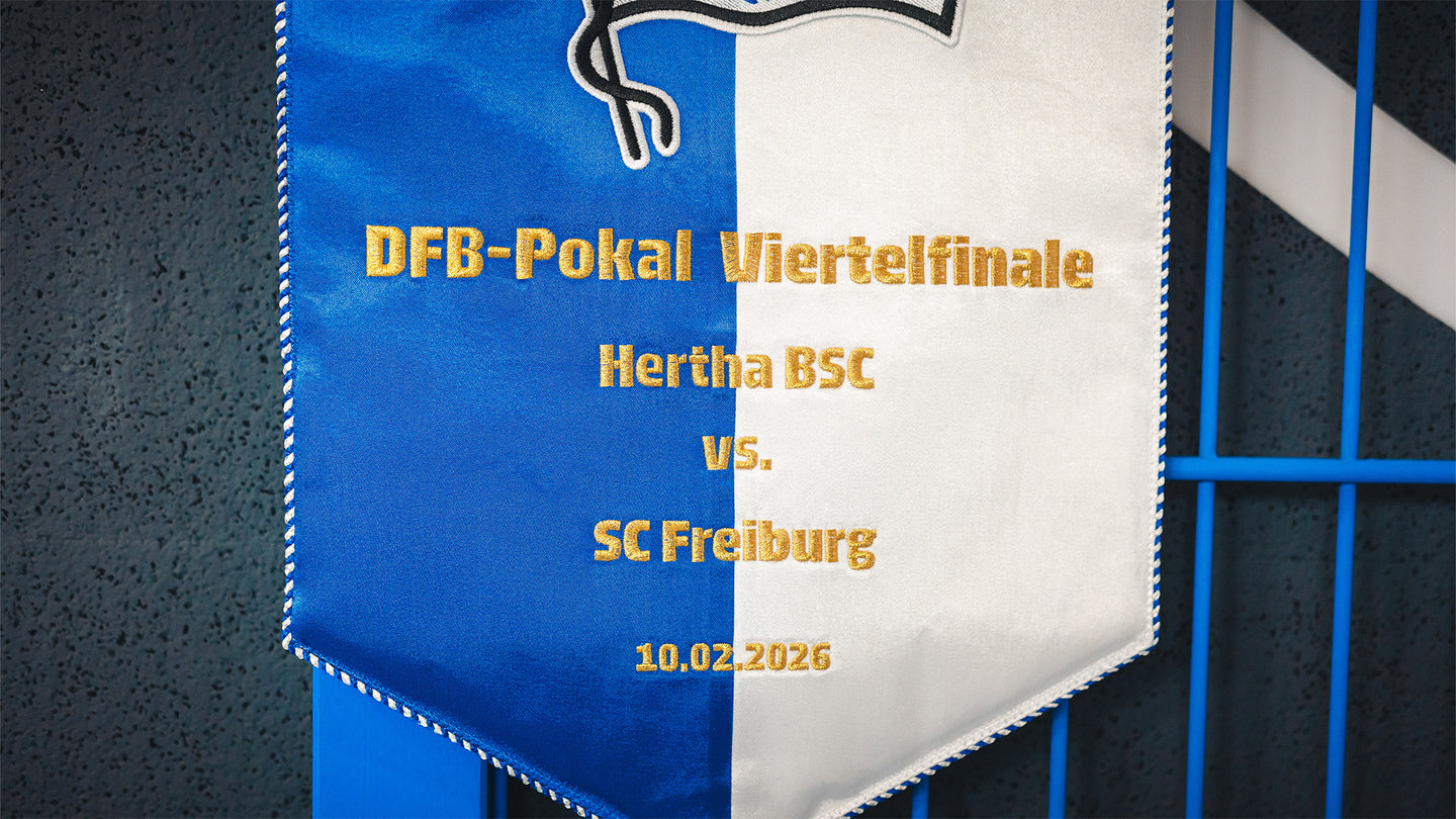 Hertha DFB-Pokal Viertelfinale Übergabewimpel #BSCSCF nah