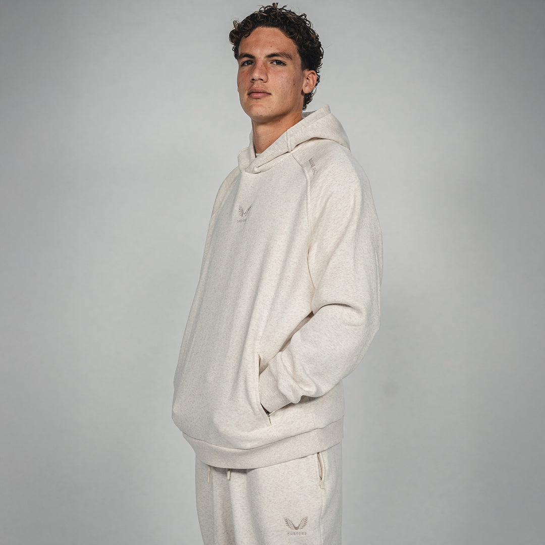 Hoodie Castore Lifestyle beige Seitenansicht