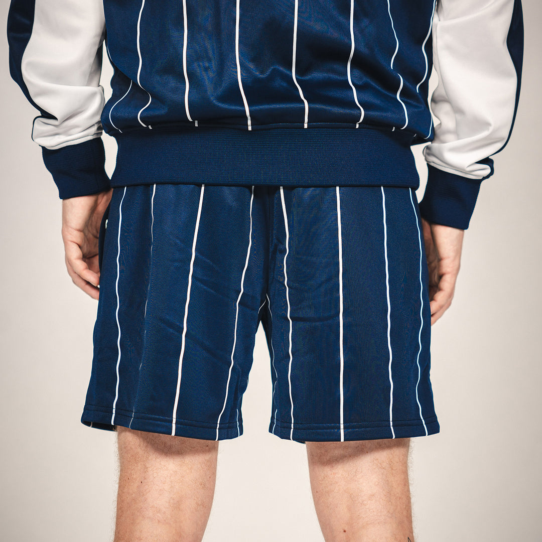 Hertha Shorts Nadelstreifen Navy Rückansicht Leo Kunz
