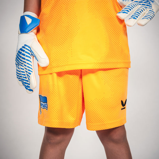 Hertha Torwartshorts Kids 26/27 orange mit Model