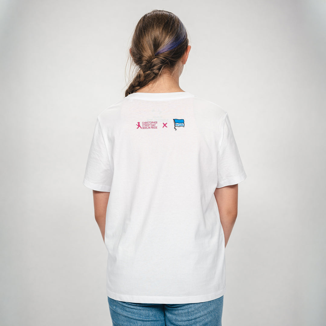 Hertha T-Shirt Flagge zeigen für Vielfalt Kids Rückansicht